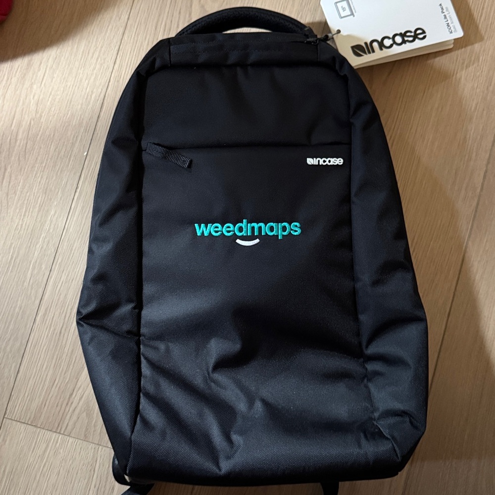 Incase Black Backpack with Weedmaps Design